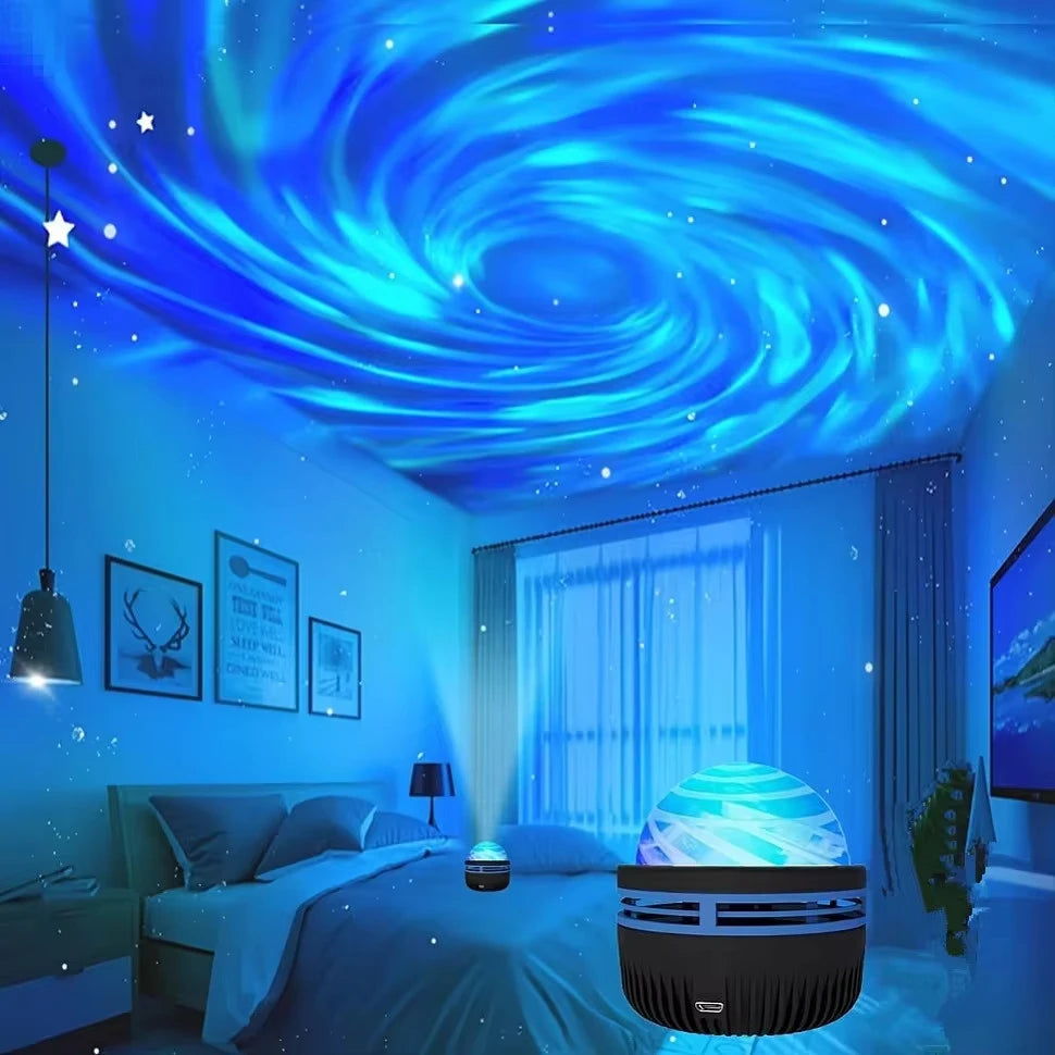 Galaxy Projector, Water Ocean Wave Projector For Bedroom Night Light Room Decor With 7-Colors Patterns