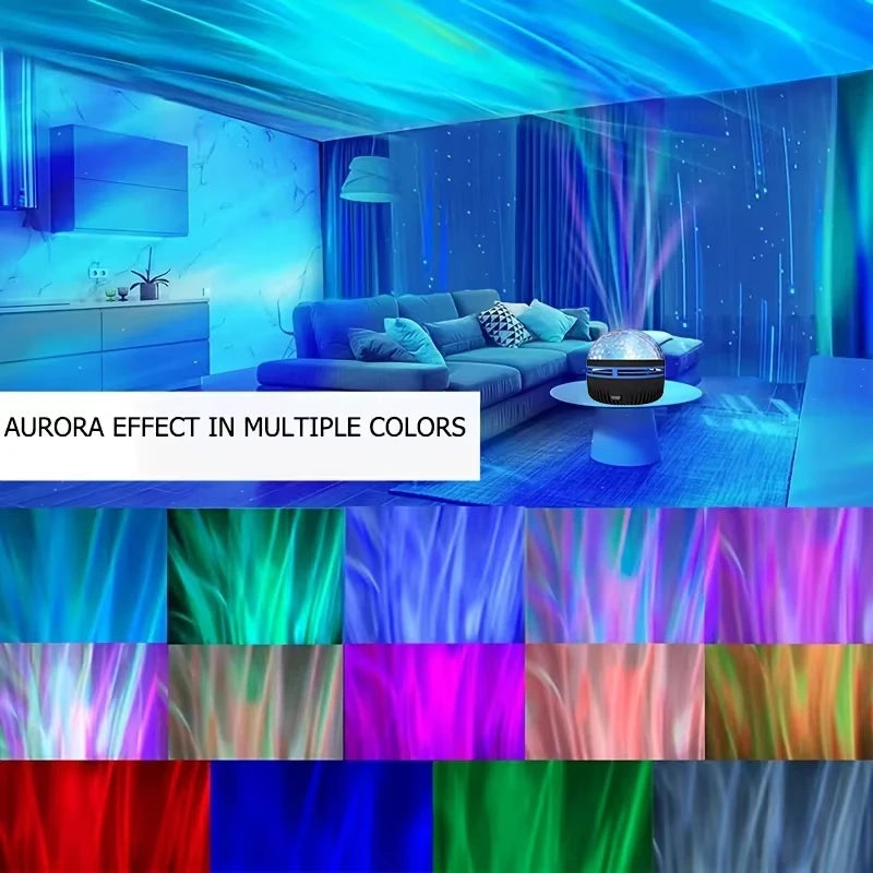 Galaxy Projector, Water Ocean Wave Projector For Bedroom Night Light Room Decor With 7-Colors Patterns
