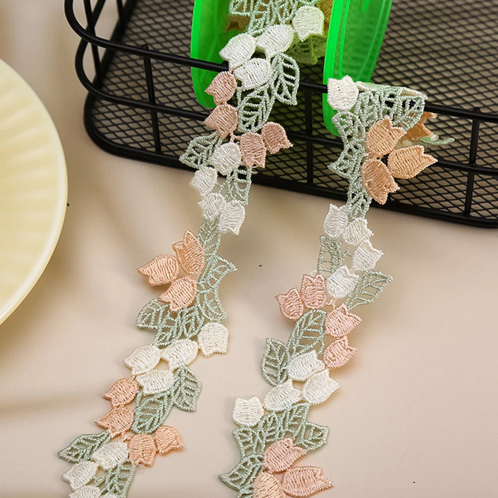1 Yard Flowers Embroidery Water Soluble Lace Fabric Trim Ribbon Applique Dress Headwear Accessories DIY Sewing Repair 4CM Wide