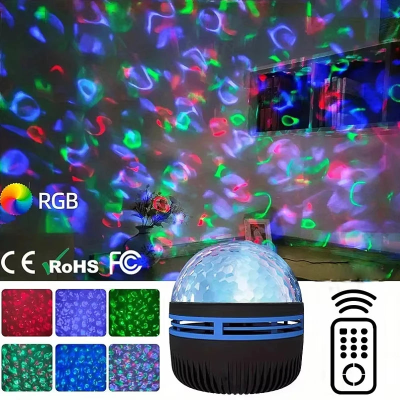 Galaxy Projector, Water Ocean Wave Projector For Bedroom Night Light Room Decor With 7-Colors Patterns