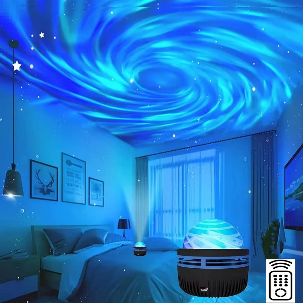 Galaxy Projector, Water Ocean Wave Projector For Bedroom Night Light  Room Decor With 7-Colors Patterns