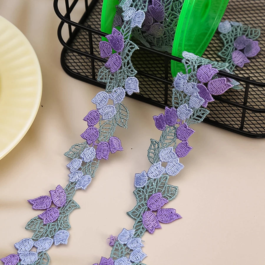 1 Yard Flowers Embroidery Water Soluble Lace Fabric Trim Ribbon Applique Dress Headwear Accessories DIY Sewing Repair 4CM Wide