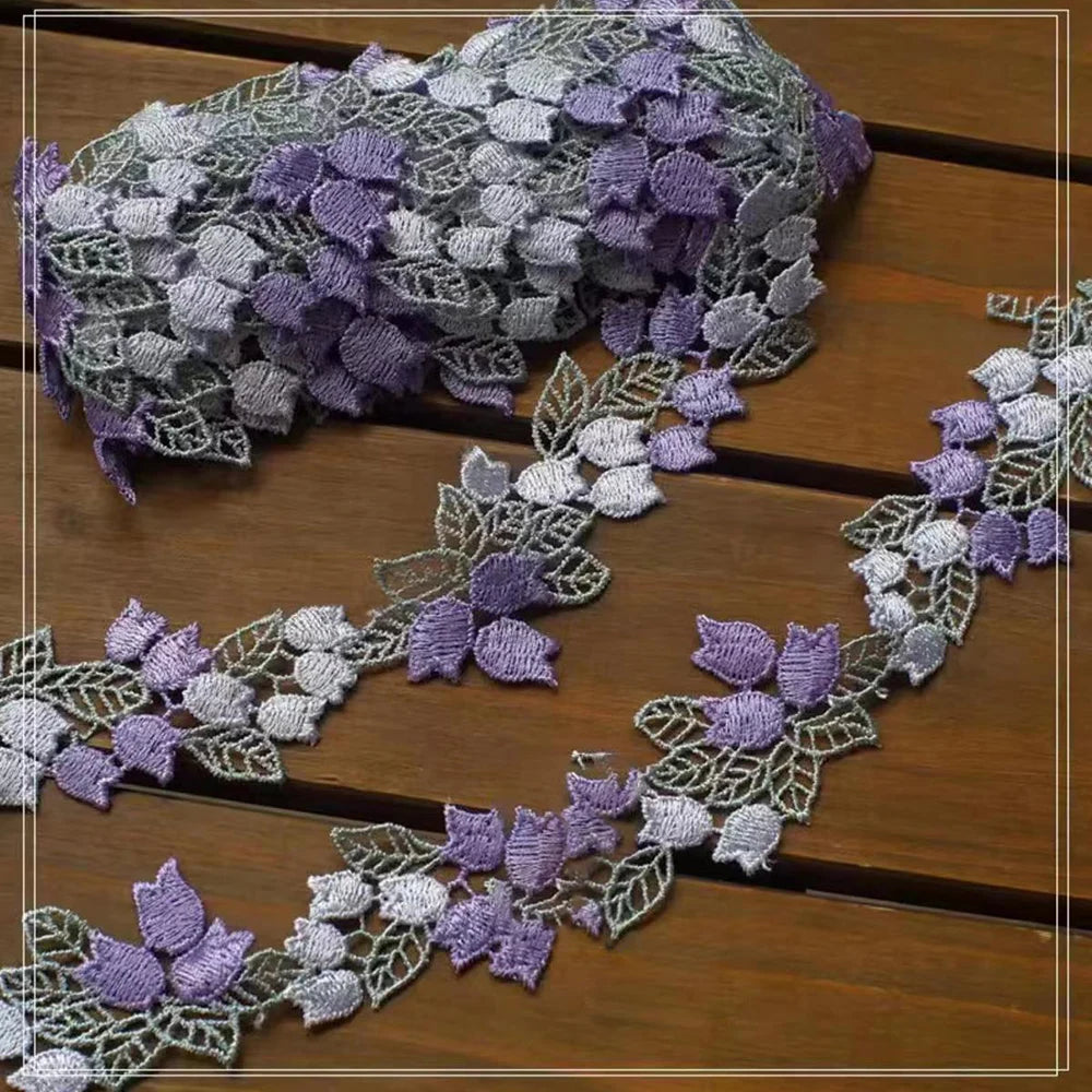 1 Yard Flowers Embroidery Water Soluble Lace Fabric Trim Ribbon Applique Dress Headwear Accessories DIY Sewing Repair 4CM Wide