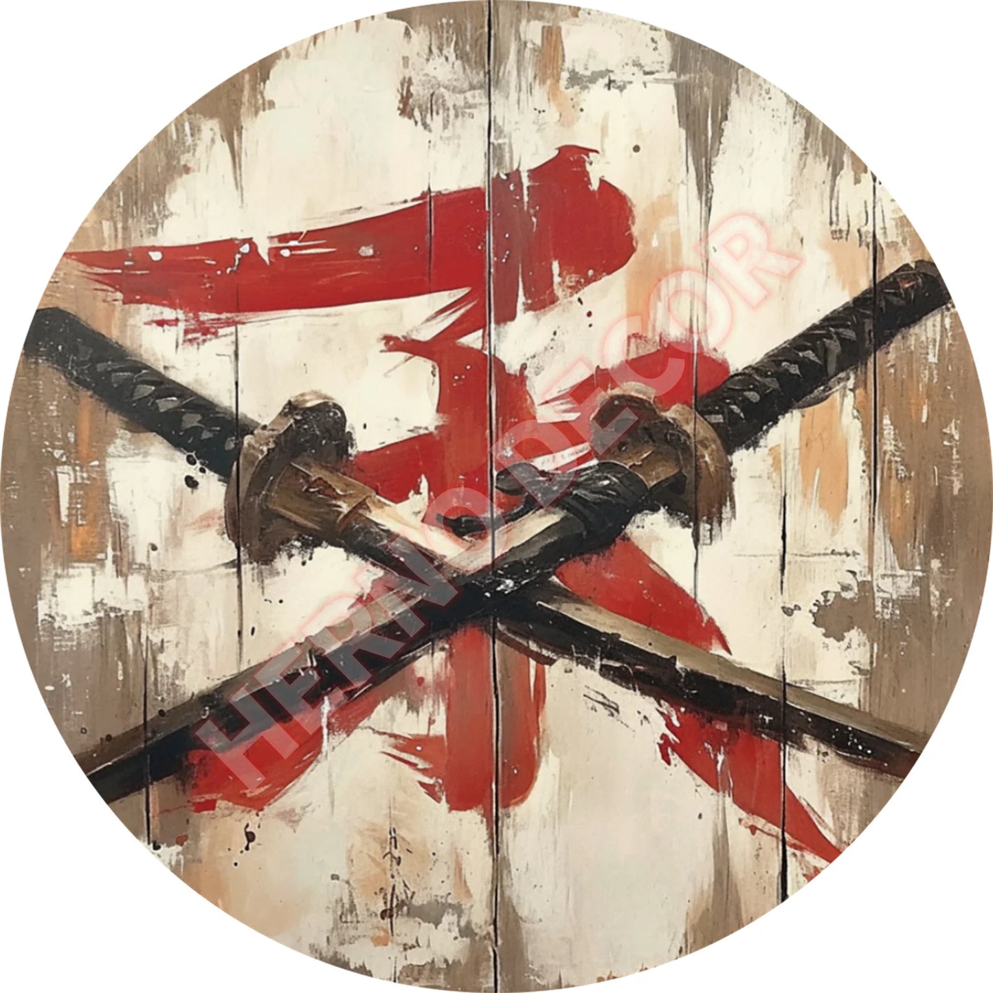 Japanese Samurai Aluminum Wall Art, Retro Style Circular Metal Logo Decoration, Suitable for Manholes, Cafes, Homes Weatherproof